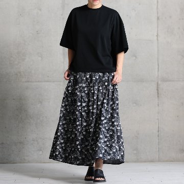 『Lumielune』 gathered skirt BLACK×WHITE画像