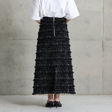 『Recollect feather』 A-line skirt BLACK画像