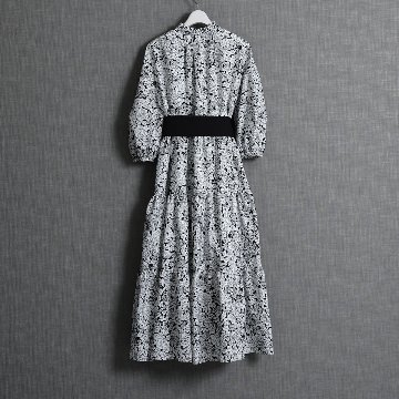 『Sincere』 tiered dress WHITE×BLACK画像