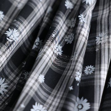 『Bellis』 pleats wrap skirt BLACK PLAID画像