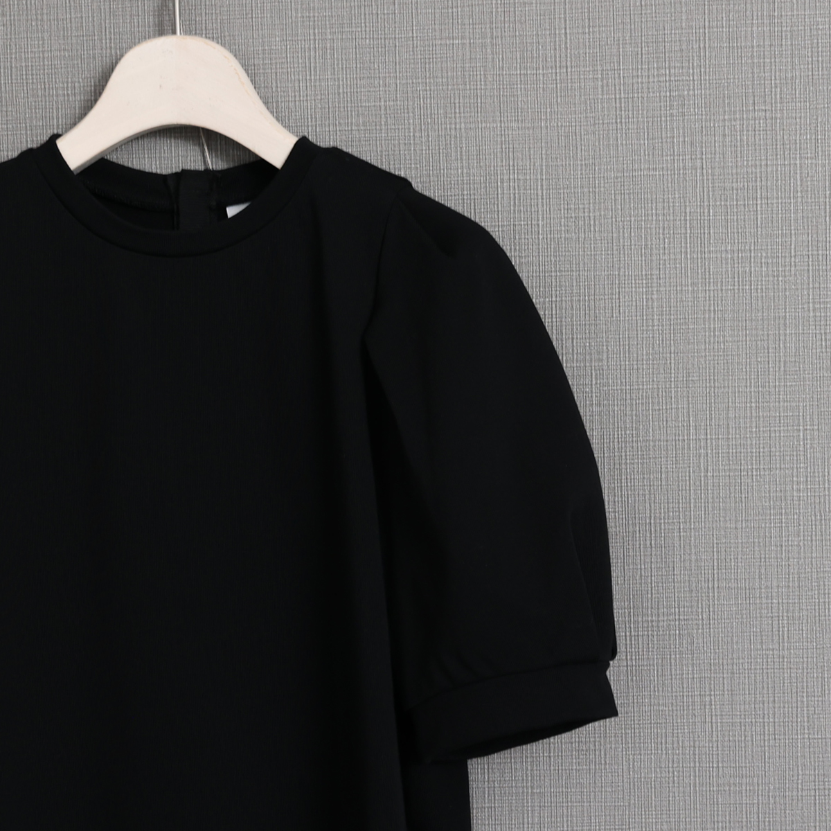 『Suvin cotton』 puff sleeve tops BLACK画像