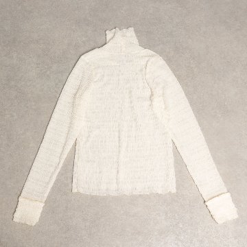 『Shirring knit』 High-neck sheer tops ECRUの画像