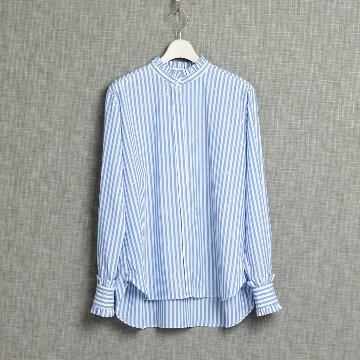 『Stella stripe』 Stand-collar blouse WHITE×SAXEの画像