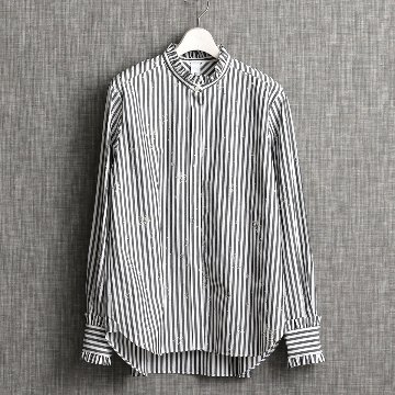 『Stella stripe』 Stand-collar blouseWHITE×BLACKの画像