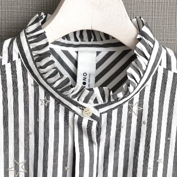 『Stella stripe』 Stand-collar blouseWHITE×BLACKの画像