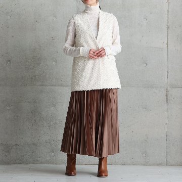 『Feather flower jacquard 』 No-collar gilet ECRUの画像