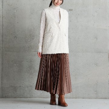 『Feather flower jacquard 』 No-collar gilet ECRUの画像