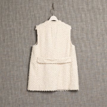 『Feather flower jacquard 』 No-collar gilet ECRUの画像