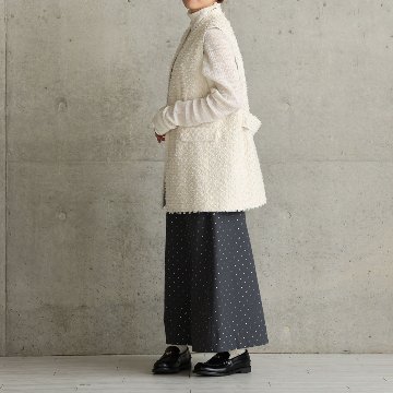 『Feather flower jacquard 』 No-collar gilet ECRUの画像