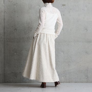 『Feather flower jacquard 』 Circular long skirt ECRUの画像