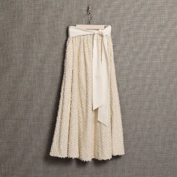 『Feather flower jacquard 』 Circular long skirt ECRUの画像