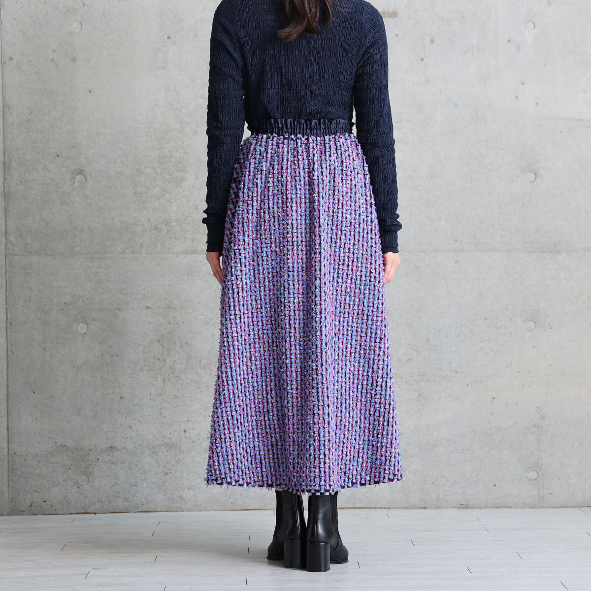 『Feather flower jacquard 』 Circular long skirt MULTIの画像