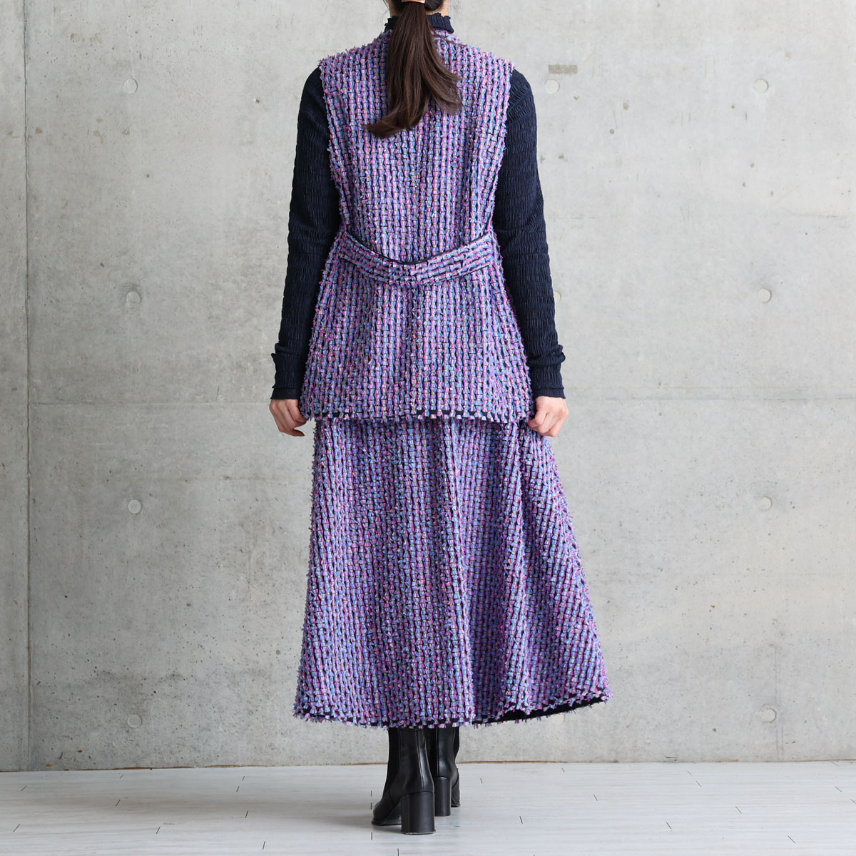 『Feather flower jacquard 』 Circular long skirt MULTIの画像