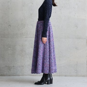 『Feather flower jacquard 』 Circular long skirt MULTIの画像