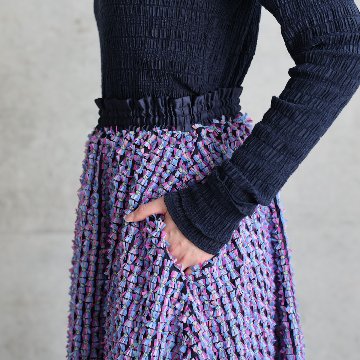 『Feather flower jacquard 』 Circular long skirt MULTIの画像