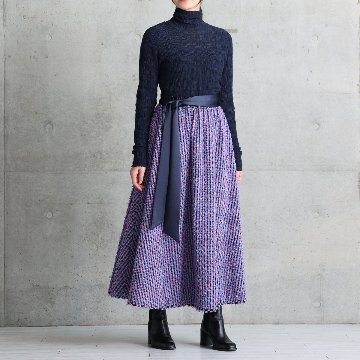 『Feather flower jacquard 』 Circular long skirt MULTIの画像