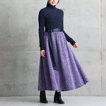 『Feather flower jacquard 』 Circular long skirt MULTIの画像