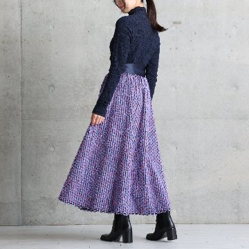 『Feather flower jacquard 』 Circular long skirt MULTIの画像