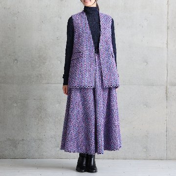 『Feather flower jacquard 』 Circular long skirt MULTIの画像