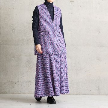 『Feather flower jacquard 』 Circular long skirt MULTIの画像