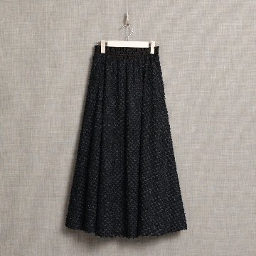 『Feather flower jacquard 』 Circular long skirt BLACKの画像