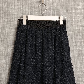 『Feather flower jacquard 』 Circular long skirt BLACKの画像