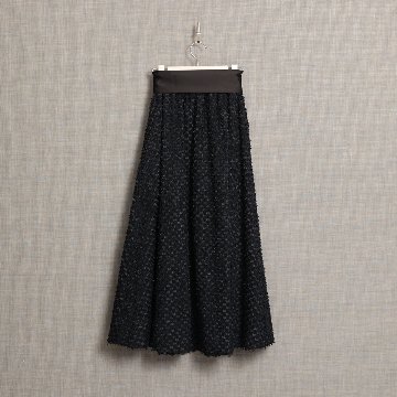 『Feather flower jacquard 』 Circular long skirt BLACKの画像