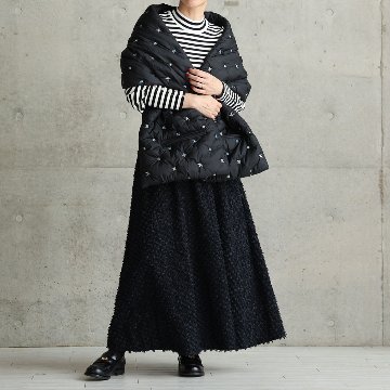 『Feather flower jacquard 』 Circular long skirt BLACKの画像