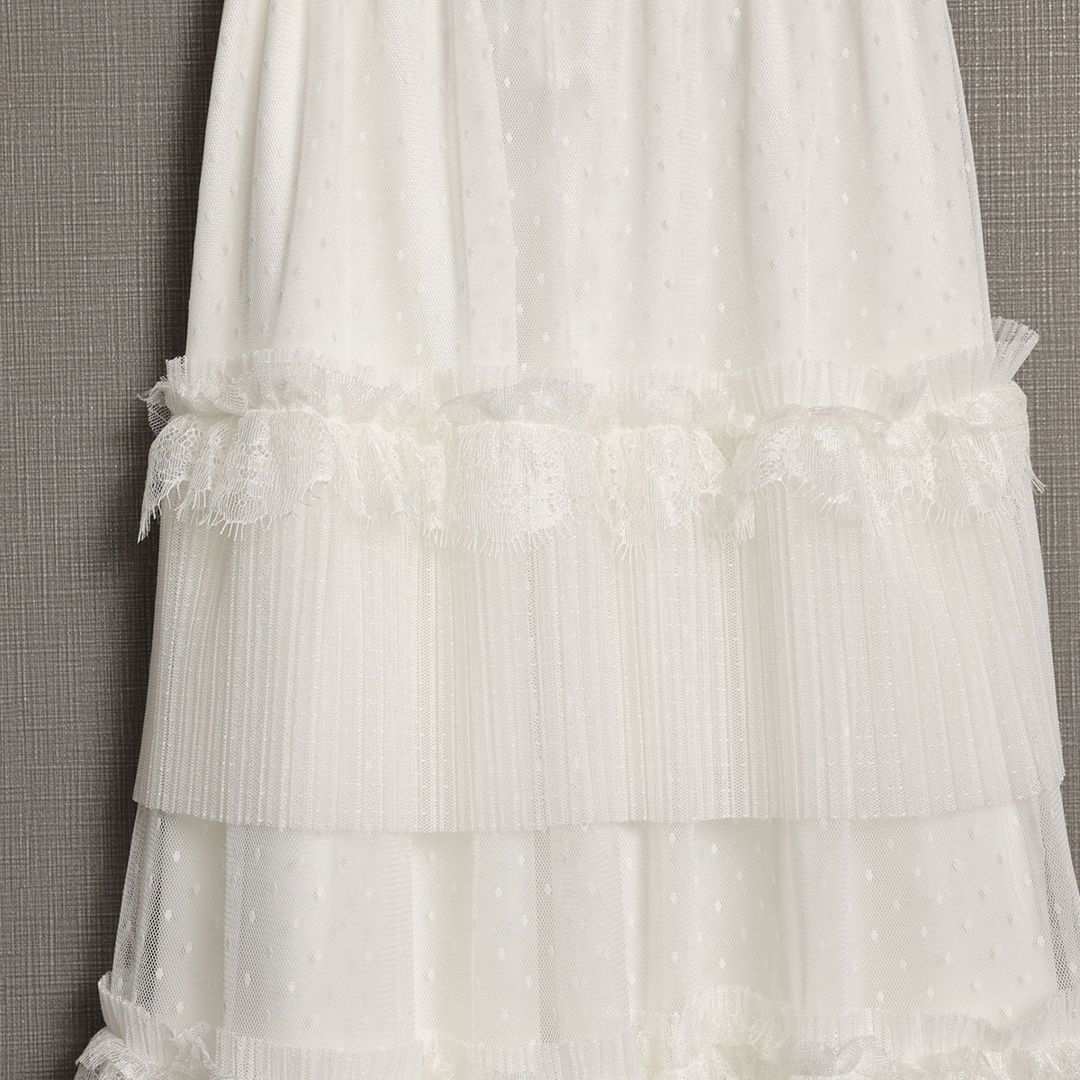 『Dot&pleats tulle』Tiered skirt WHITEの画像