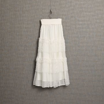 『Dot&pleats tulle』Tiered skirt WHITEの画像