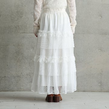 『Dot&pleats tulle』Tiered skirt WHITEの画像