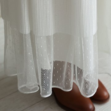 『Dot&pleats tulle』Tiered skirt WHITEの画像