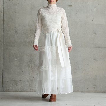 『Dot&pleats tulle』Tiered skirt WHITEの画像