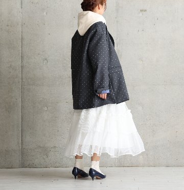 『Dot&pleats tulle』Tiered skirt WHITEの画像