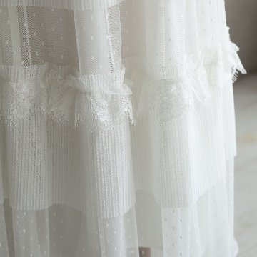 『Dot&pleats tulle』Tiered skirt WHITEの画像