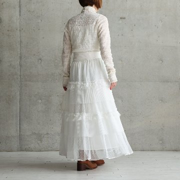 『Dot&pleats tulle』Tiered skirt WHITEの画像