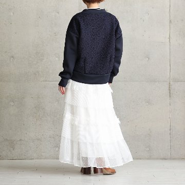 『Dot&pleats tulle』Tiered skirt WHITEの画像