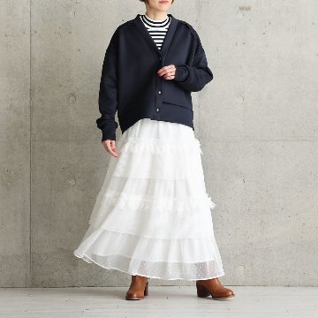 『Dot&pleats tulle』Tiered skirt WHITEの画像