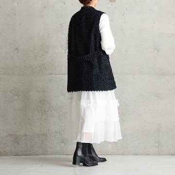 『Dot&pleats tulle』Tiered skirt WHITEの画像