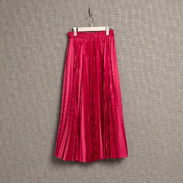 『Function satin pleats』 long skirt PINKの画像