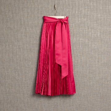 『Function satin pleats』 long skirt PINKの画像