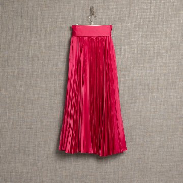 『Function satin pleats』 long skirt PINKの画像