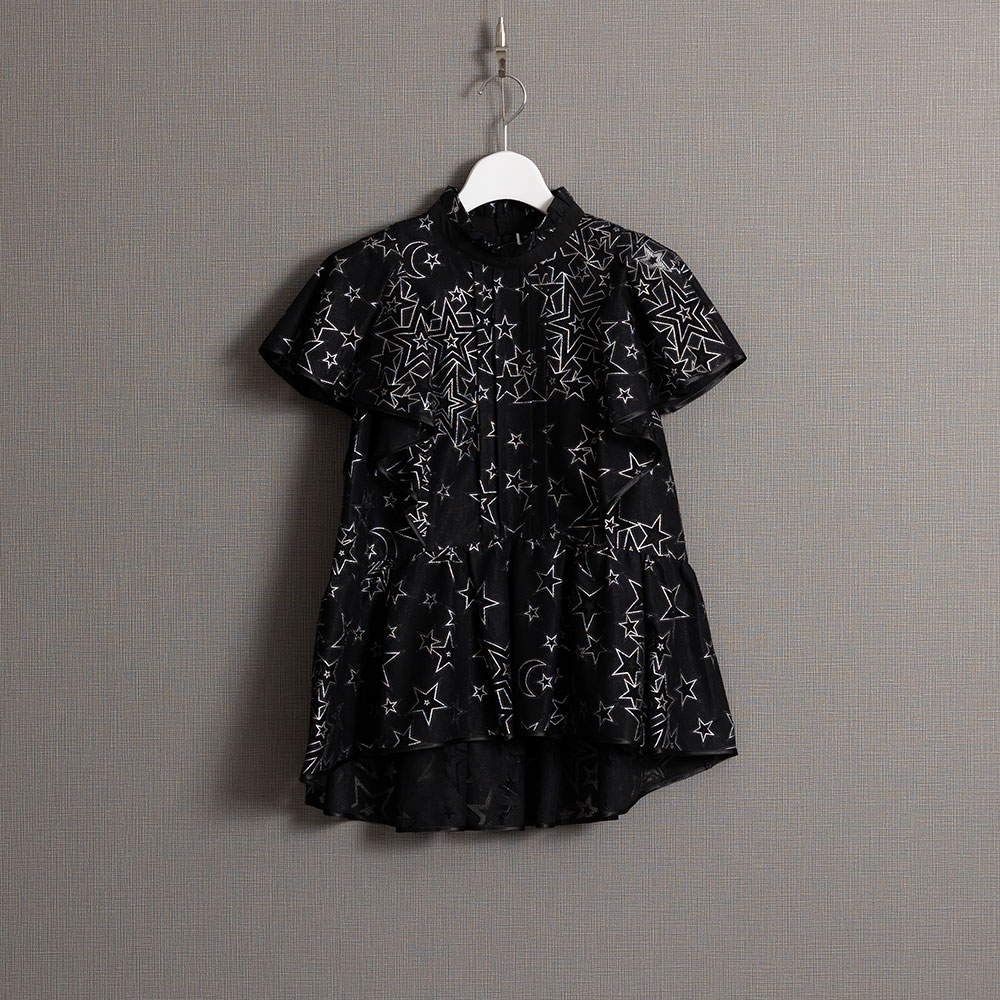 『Blanche』 Stand collar blouse BLACKの画像