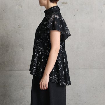 『Blanche』 Stand collar blouse BLACKの画像