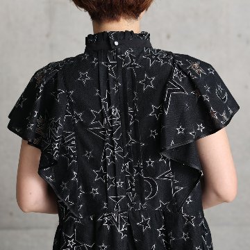 『Blanche』 Stand collar blouse BLACKの画像