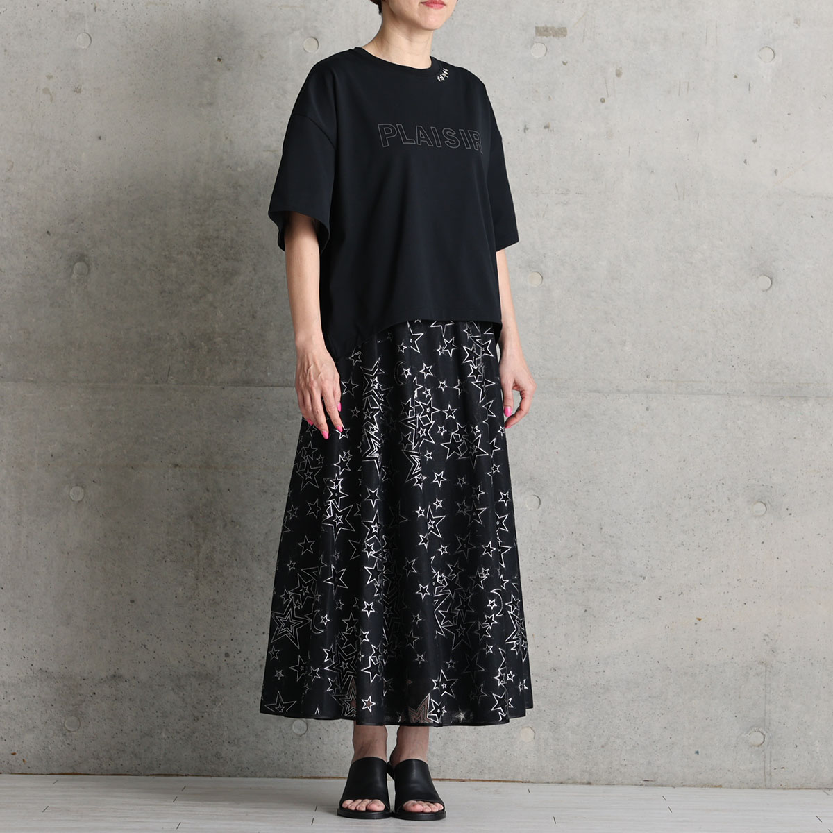 『Blanche』 Long skirt BLACKの画像