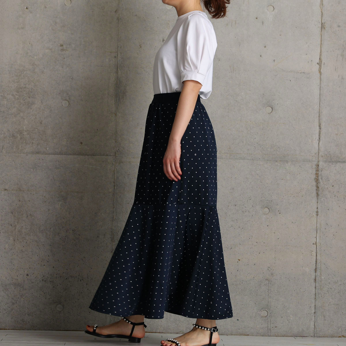 『Stella dot jersey』　mermaid skirt NAVYの画像