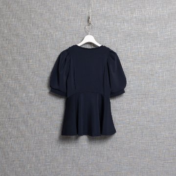 『Drape knit』 peplum tops NAVYの画像