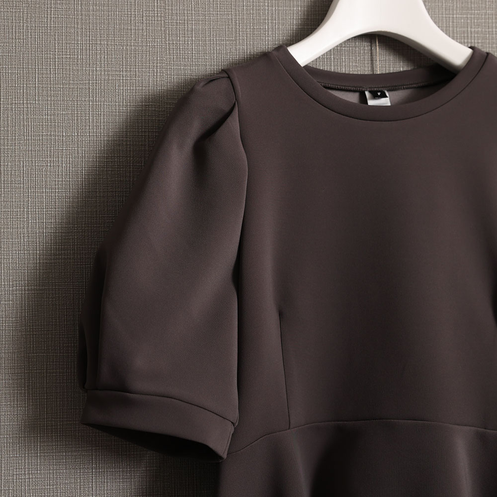 『Drape knit』 peplum tops C-GRAYの画像