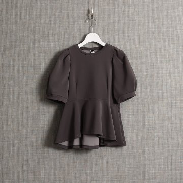 『Drape knit』 peplum tops C-GRAYの画像